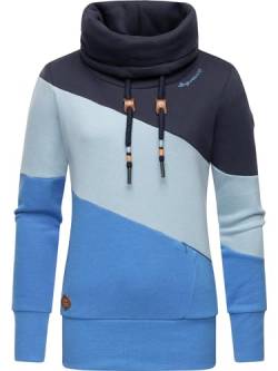 Ragwear Damen Longsleeve Sweatshirt im Colourblocking-Look aus nachhaltigem Material Rumika Blue Gr. XXL von Ragwear