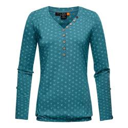 Ragwear Damen Shirt Longsleeve Langarmshirt Bluse Pinchi Print, Farbe:Petrol, Größe:L, Artikel:-2020 deep Ocean von Ragwear