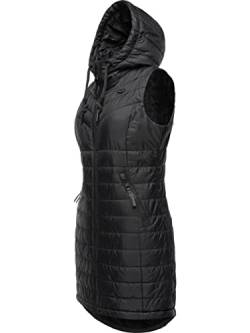 Ragwear Damen Steppweste Outdoor-Weste mit Kapuze Lucinda Vest Long Black Gr. L von Ragwear