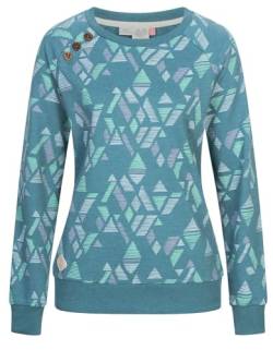 Ragwear Damen Sweatshirt Darria Print gemusterter Pullover Rundhals 2431-30001 Aqua (2035) S von Ragwear