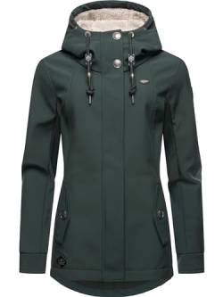 Ragwear Damen Übergangsjacke Softshelljacke wasserdicht atmungsaktiv mit Kapuze Monadde Softshell Dark Green Gr. 4XL von Ragwear