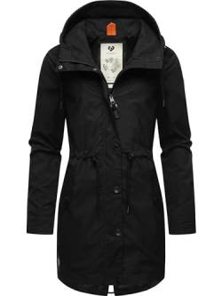 Ragwear Damen Übergangsjacke leichte Jacke lang mit Kapuze Canny Black24 Gr. 3XL von Ragwear