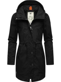 Ragwear Damen Übergangsjacke leichte Jacke lang mit Kapuze Canny Black24 Gr. M von Ragwear