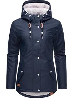 Ragwear Damen Winterjacke Kurze Regenjacke wasserdicht warm gefüttert mit Kapuze Marge Navy022 Gr. M von Ragwear