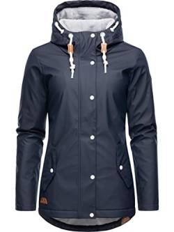 Ragwear Damen Winterjacke Kurze Regenjacke wasserdicht warm gefüttert mit Kapuze Marge Navy22 Gr. L von Ragwear