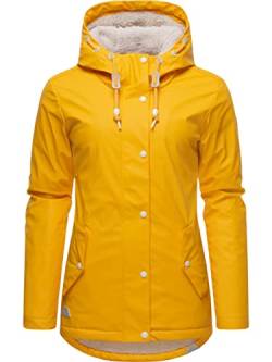 Ragwear Damen Winterjacke Kurze Regenjacke wasserdicht warm gefüttert mit Kapuze Marge Yellow022 Gr. L von Ragwear