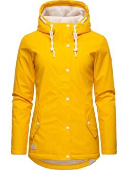 Ragwear Damen Winterjacke Kurze Regenjacke wasserdicht warm gefüttert mit Kapuze Marge Yellow22 Gr. L von Ragwear