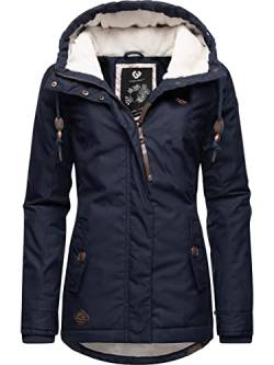 Ragwear Damen Winterjacke Warmer Kurzmantel mit Kapuze Monade Navy22 Gr. S von Ragwear