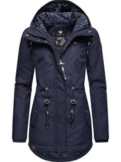 Ragwear Damen Winterjacke Warmer Kurzmantel mit Kapuze Monadis Black Label Navy22 Gr. M von Ragwear