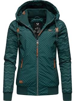 Ragwear Damen Winterjacke Warmer Kurzmantel mit Kapuze Nuggie Zig Zag Intl. Dark Green22 Gr. 3XL von Ragwear