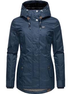 Ragwear Damen Winterjacke wasserdichter Warmer Kurzmantel mit Kapuze Monade II Navy Gr. XS von Ragwear