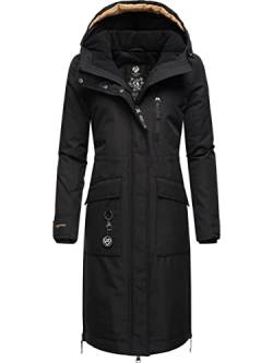 Ragwear Damen Wintermantel Warmer Parka lang aus recyceltem Material Refutura Remake Black Gr. 3XL von Ragwear