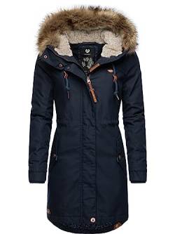 Ragwear Damen Wintermantel Warmer Parka lang mit abnehmbarem Kunstfell Tawny Navy022 Gr. 5XL von Ragwear