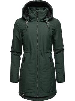 Ragwear Damen Wintermantel Warmer Parka lang wasserdicht mit Abnehmbarer Kapuze Dakkota Dark Green Gr. XS von Ragwear