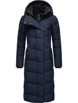 Ragwear Damen Wintermantel Warmer Steppmantel lang mit Kapuze Pavla Long Navy Gr. L von Ragwear