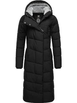 Ragwear Damen Wintermantel Warmer Steppmantel lang wasserdicht Pavla Extralong Black Gr. L von Ragwear