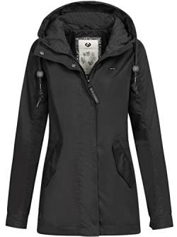 Ragwear Damen wasserabweisende Übergangsjacke Lenca mit Kapuze 2211-60025 Black (1010) XL von Ragwear