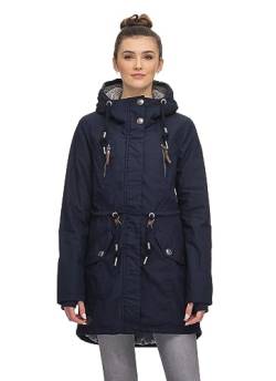 Ragwear ELSIE Damen Frauen Parka,Mantel,Übergangsmantel,Übergangsjacke mit Kapuze,Herbstmantel,Blau,XXL von Ragwear