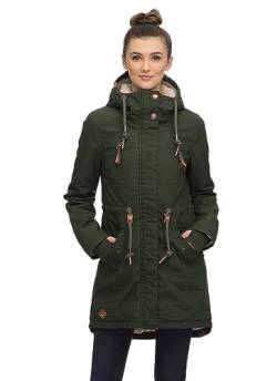 Ragwear ELSIE Damen Frauen Parka,Mantel,Übergangsmantel,Übergangsjacke mit Kapuze,Herbstmantel,Grün,M von Ragwear