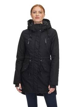 Ragwear ELSIE Damen Frauen Parka,Mantel,Übergangsmantel,Übergangsjacke mit Kapuze,Herbstmantel,Schwarz,XL von Ragwear