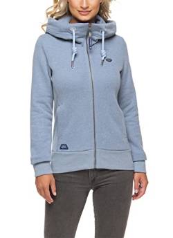 Ragwear EMER Damen Frauen Kapuzenjacke,Zip Hoodie,Sweatjacke,Stehkragen,Seitentaschen,Regular Fit,Blue (2040),L von Ragwear