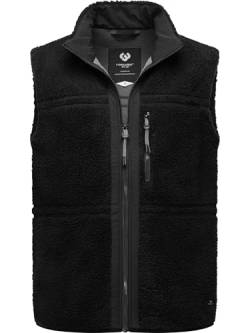 Ragwear Herren Fleecejacke Kurze Teddyfleece-Weste warm Noory Vest Black Gr. L von Ragwear