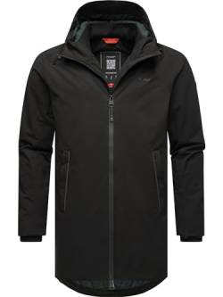 Ragwear Herren Übergangsjacke leichte Jacke lang mit Kapuze Frydo Black Gr. XL von Ragwear