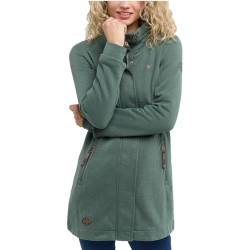 Ragwear LETRICE Damen Frauen Kapuzenjacke,Sweatjacke lang,Übergangs-Parka,Kapuze,Seitentaschen,Grün,L von Ragwear