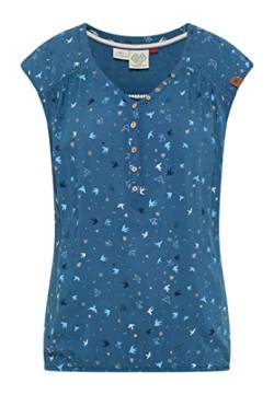 Ragwear SALTTY A Damen Frauen T-Shirt V-Ausschnitt,Shirt,Oberteil,Blusen-Shirt,Sommerbluse,ärmellos,Knopfleiste,Blau,S von Ragwear