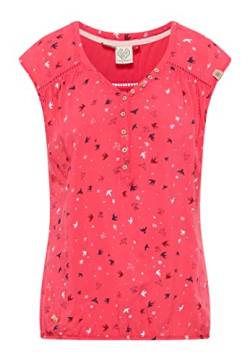 Ragwear SALTTY A Damen Frauen T-Shirt V-Ausschnitt,Shirt,Oberteil,Blusen-Shirt,Sommerbluse,ärmellos,Knopfleiste,Rot,XL von Ragwear
