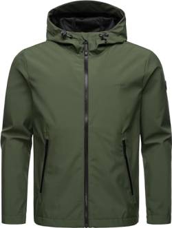 Ragwear Ultra-leichte Herren Übergangsjacke Kurze Softshelljacke wasserdicht mit Kapuze Shellwie Dark Olive Gr. S von Ragwear