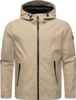 Ragwear Ultra-leichte Herren Übergangsjacke Kurze Softshelljacke wasserdicht mit Kapuze Shellwie Sand Gr. S von Ragwear