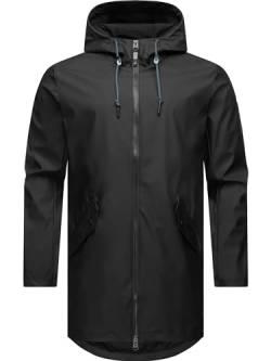 Ragwear Ultra-leichte Herren Übergangsjacke lang Regenmantel wasserdicht mit geschweißten Nähten und großer Kapuze Shellwie Black Gr. M von Ragwear