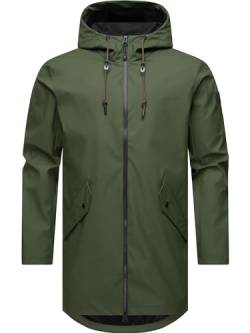 Ragwear Ultra-leichte Herren Übergangsjacke lang Regenmantel wasserdicht mit geschweißten Nähten und großer Kapuze Shellwie Dark Olive Gr. XL von Ragwear