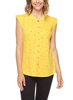 Ragwear ZOFKA Organic Damen Frauen Top,Shirt,Oberteil,ärmellose Bluse,Knopfleiste,Regular Fit,Yellow (6028),L von Ragwear