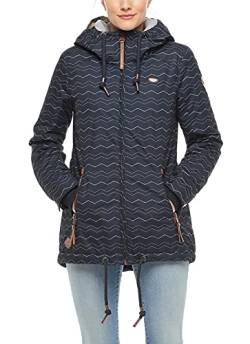 Ragwear ZUZKA CHEVRON Damen Frauen Jacke,Übergangsjacke mit Kapuze,wasserdicht,bequem,Regular Fit,Blau,XS von Ragwear