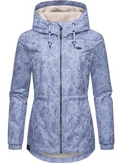 Ragwear leichte Damen Übergangsjacke wasserdichte Outdoorjacke mit floralem Allover-Print und Kapuze Dankka Spring YOUMODO Blue Gr. 4XL von Ragwear