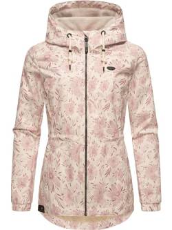 Ragwear leichte Damen Übergangsjacke wasserdichte Outdoorjacke mit floralem Allover-Print und Kapuze Dankka Spring YOUMODO Light Pink Gr. M von Ragwear