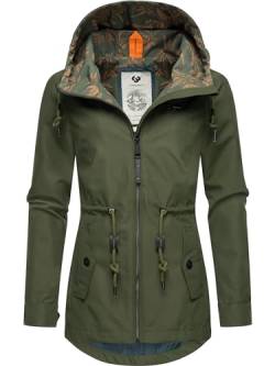 Ragwear wasserdichte Damen Übergangsjacke leichte Regenjacke Kurzmantel mit Kapuze Monadis Dark Olive24 Gr. 6XL von Ragwear