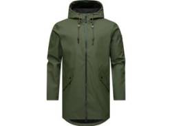 Regenmantel RAGWEAR "Sanwoy" Gr. XXL (56), grün (olivgrün) Herren Mäntel Lange, wasserdichte Regenjacke mit Kapuze von Ragwear