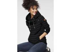 Sweater RAGWEAR "GRIPY BUTTON CHEVRON O" Gr. M (38), schwarz (black 1010) Damen Sweatshirts Hoodie mit hochschießendem Schalkragen Zierknopfbesatz von Ragwear