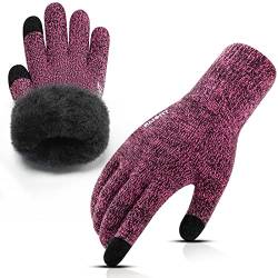 Rahhint Thermo Winterhandschuhe Herren Dicke Warm Touchscreen-Handschuhe Damen Wollehandschuhe Fleece Stretch Bequem Material Strickhandschuhe von Rahhint