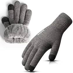 Rahhint Thermo Winterhandschuhe Herren Dicke Warm Touchscreen-Handschuhe Damen Wollehandschuhe Fleece Stretch Bequem Material Strickhandschuhe von Rahhint