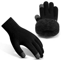 Rahhint Thermo Winterhandschuhe Herren Dicke Warm Touchscreen-Handschuhe Damen Wollehandschuhe Fleece Stretch Bequem Material Strickhandschuhe von Rahhint