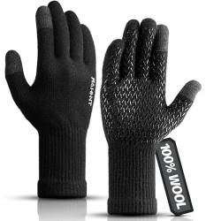 Rahhint Wolle Touchscreen Handschuhe Herren Winter Warm Thermo Touchscreen Handschuhe Damen Winterhandschuhe Fleece Stretch Wolle Bequem Material Strickhandschuhe XS/S/M/L/XL/XXL OutdoorHandschuhe von Rahhint