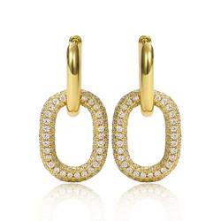 Creolen Ohrringe Gold SIilber Funkelnden Zirkonia Steinen 3 Fach überzogen - Ohrringe für Damen und Frauen Kreolen mit Stein von RaiOne