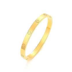 RaiOne Damen Armreif Ringe Damen aus Edelstahl Gold Armband 100% Wasserfest schmuck (Armreif 5mm Breit) von RaiOne