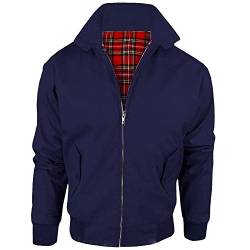 Harrington-Jacke für Herren, Vintage-Stil, mit Schottenkaro, gefüttert, Retro-Stil Gr. XXX-Large, marineblau von Raiken