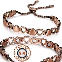 RainSo Damen-Armband aus reinem Kupfer, magnetisch, verstellbar, mit Displaybox, Herz-Design von RainSo