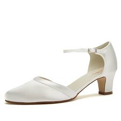 Rainbow Club Brautschuhe Anika - Two Peace Pumps, Ivory/Creme, Satin, Schlicht, Bequem gepolstert, Trichterabsatz, Damen Gr. 35 (UK 2) von Rainbow Club